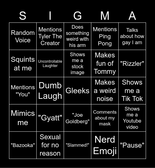 Daniel Bingo Card