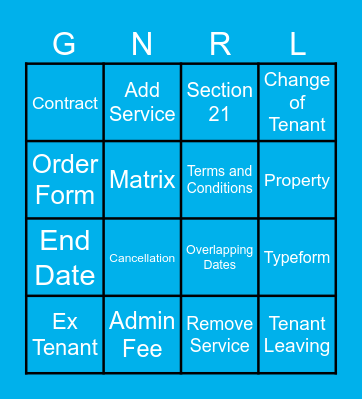 General Bingo! Bingo Card