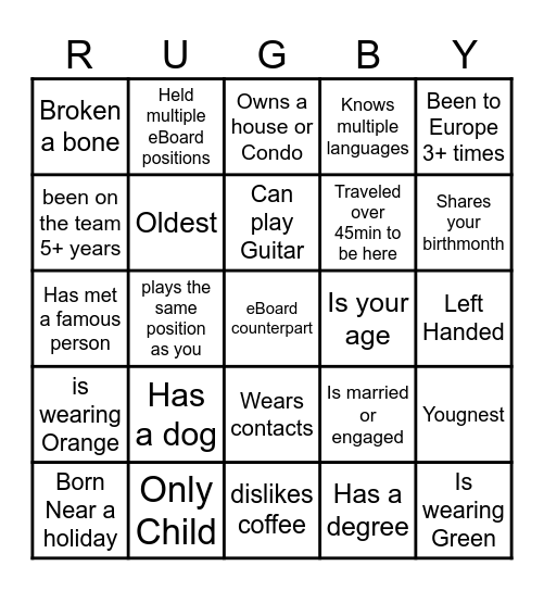 Find the Rat Bingo Card