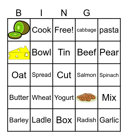 Food Bingo Card