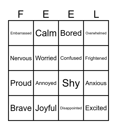 Feelings Bingo Card