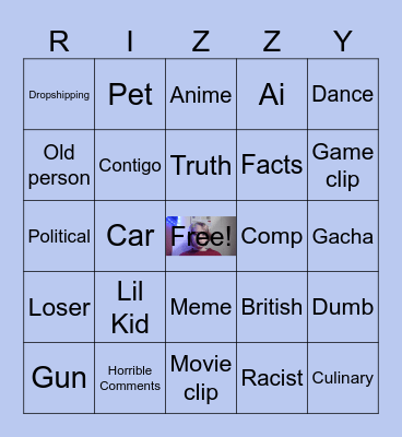 Youtube Shorts Bingo Card