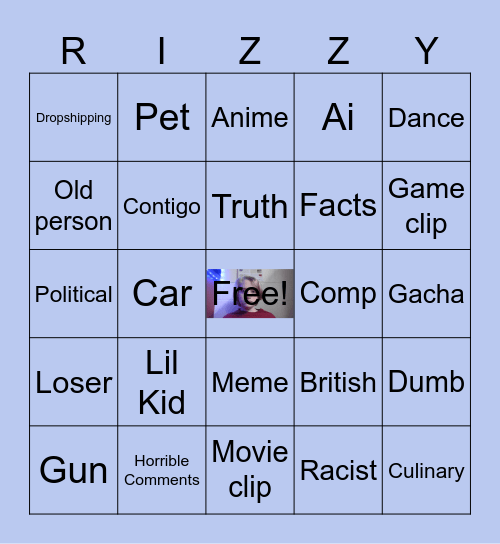 Youtube Shorts Bingo Card