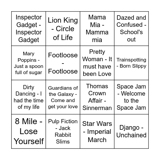 Music Bingo Card