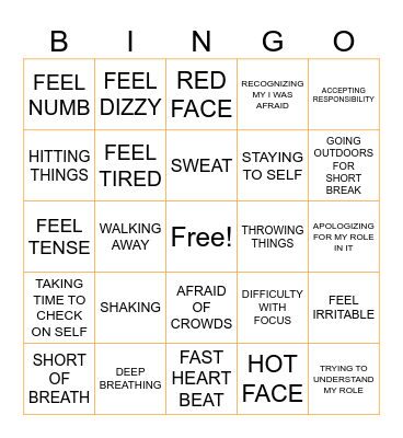 ANGER Bingo Card