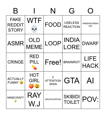YTUntitled Bingo Card