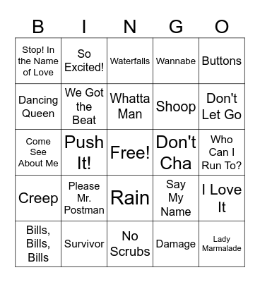 Girl Groups -WHM-Letters Bingo Card