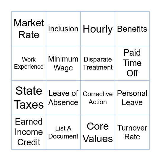 HR BINGO Card