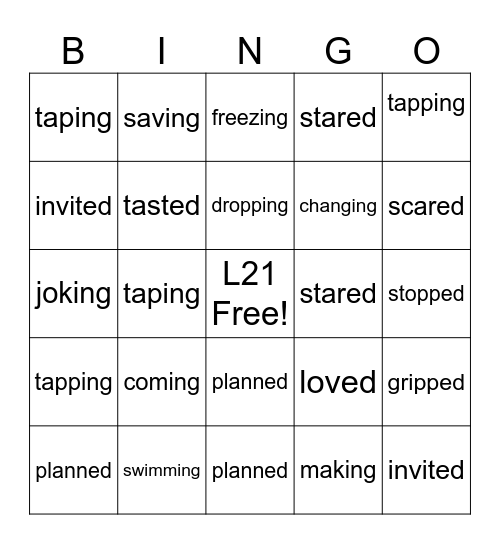 3rd Grade Lesson 21 Bingo Card