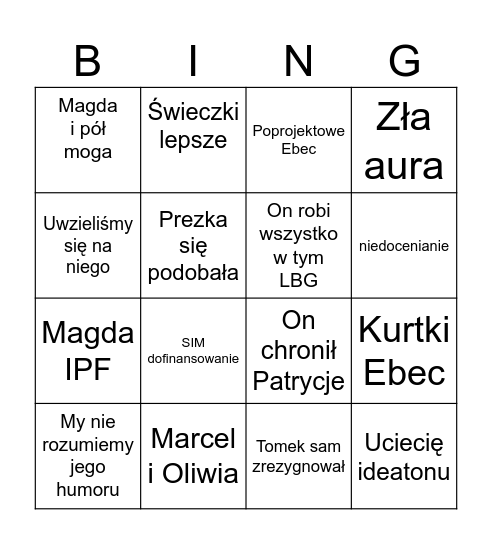 WyjeBingo Card