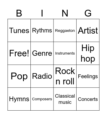 Music BINGO Card