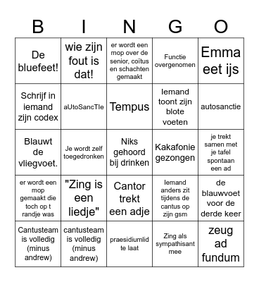 Cantus Bingo Card