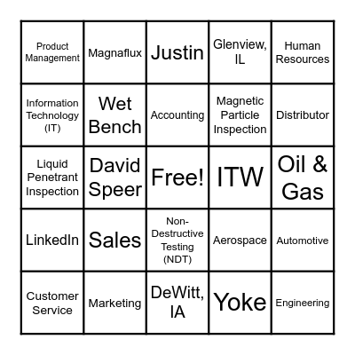 Magnaflux Bingo Card