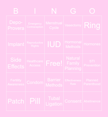 Birth control Bingo @ WRC Bingo Card