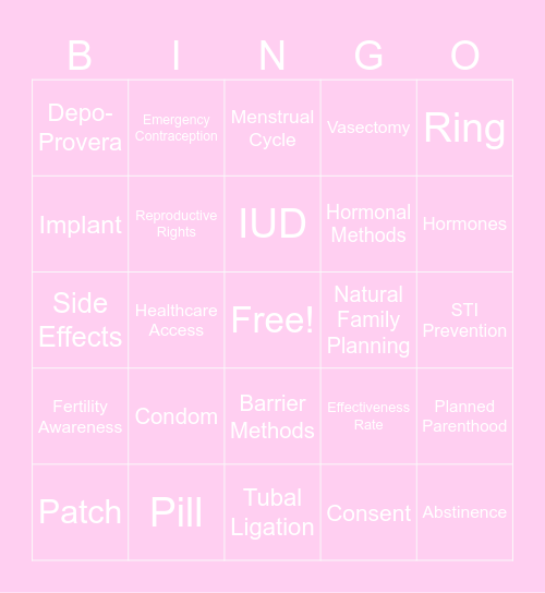 Birth control Bingo @ WRC Bingo Card