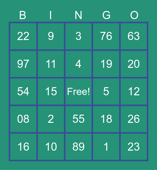 Our bingo night Bingo Card