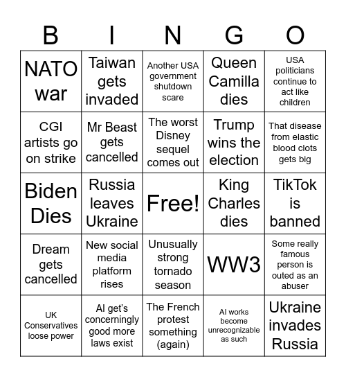 Rosa’s 2024 Bingo Card Bingo Card