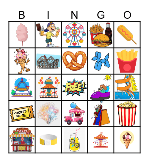 Amusement Park Bingo Card
