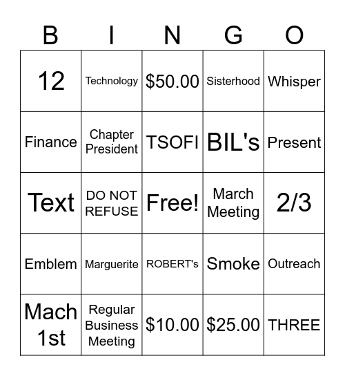 Bylaw Bingo Card