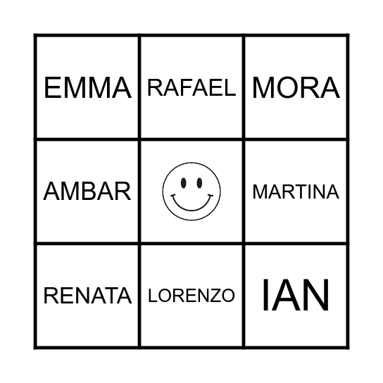 AMIGOS DE 1°GRADO Bingo Card