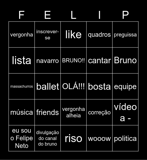 Felipe bingo Card