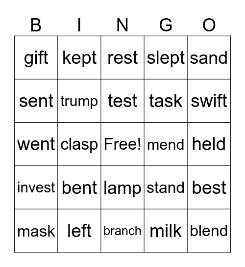 Blends Bingo Card