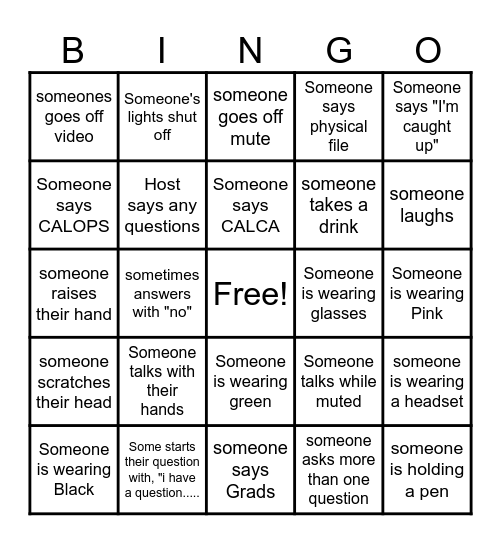 Records Meeting BINGO Card