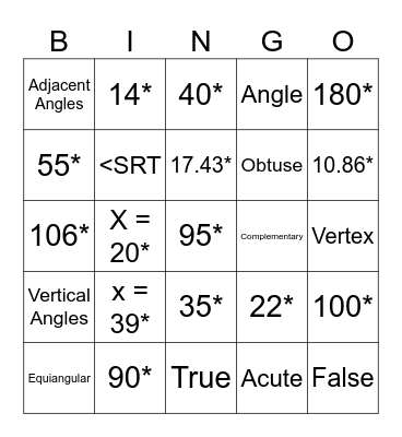 Mod 8 Geometry BINGO Card