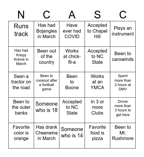 Walking Bingo Card