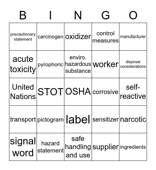 GHS Bingo Card