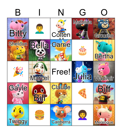 Animal Crossing Bingo Card