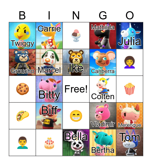 Animal Crossing Bingo Card