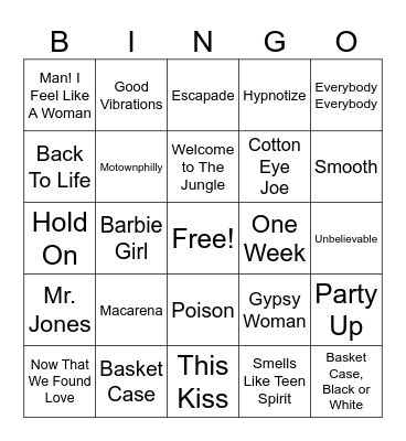 The 90's Bingo Card