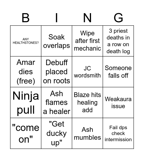 Fyrakk Bingo board Bingo Card