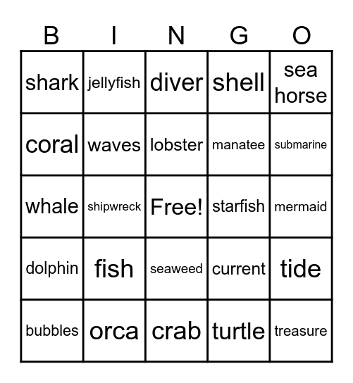 Litera-sea Bingo Card