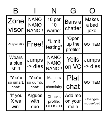 twitch bingo! Bingo Card