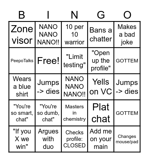 twitch bingo! Bingo Card