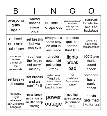 TECH WEEK BINGO Card