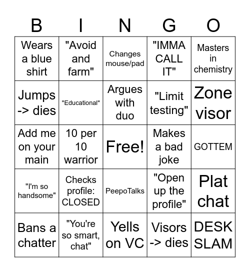 Metro's bingo Card