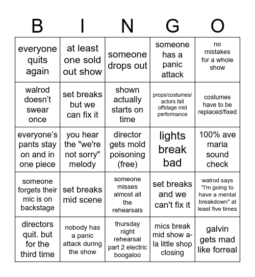 TECH WEEK BINGO Card