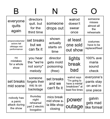 TECH WEEK BINGO Card