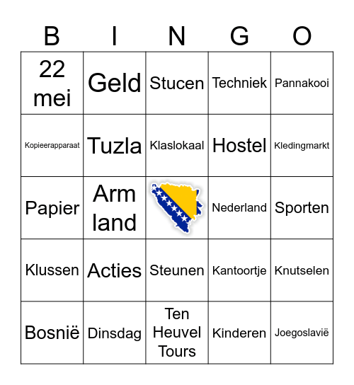 Bingo voor Bosnië Bingo Card