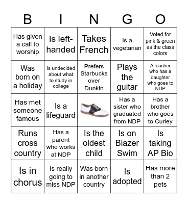 Class of 2024 Bingo Card