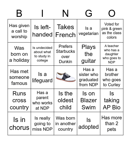 Class of 2024 Bingo Card