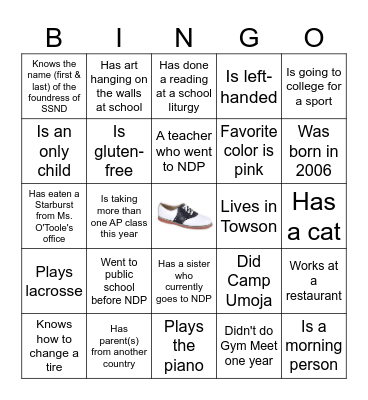 Class of 2024 Bingo Card