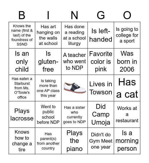 Class of 2024 Bingo Card