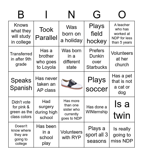 Class of 2024 Bingo Card