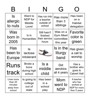 Class of 2024 Bingo Card