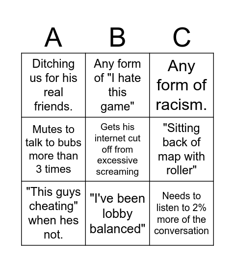 Mase Bingo Card