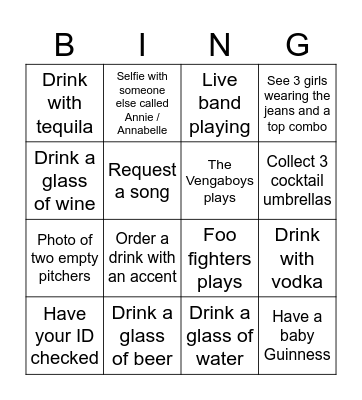 Annie's Birthday Bingo Card